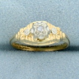 Rose Cut Diamond Solitaire Ring In 14k Yellow And White Gol