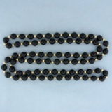 34 Inch Onyx And 14k Gold Bead Necklace