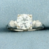 Antique 1.5ct Old European Cut Diamond Solitaire Engagement Ring In 14k White Gold