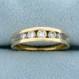 1/2ct Tw 5 Stone Diamond Wedding Or Anniversary Band Ring In 14k Yellow And White Gold