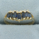 Natural Sapphire And Diamond Cathedral Style Ring In 14k Yellow Gold