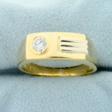 Mens 1/3ct Diamond Solitaire Ring In 18k Yellow And White Gold
