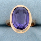 Vintage 9ct Sapphire Solitaire Statement Ring In 14k Rose Gold