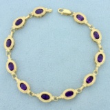 Vintage Amethyst Line Bracelet In 10k Yellow Gold