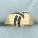 Natural Sapphire Abstract Design Ring In 14k Yellow Gold