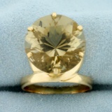 13ct Smoky Topaz Solitaire Statement Ring In 14k Yellow Gold