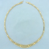 18 Inch Greek Key Cut Out Graduated Necklace In 14k Yellow Gold