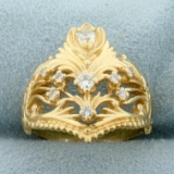 Unique Vintage 1/3ct Tw Diamond Ring In 14k Yellow Gold