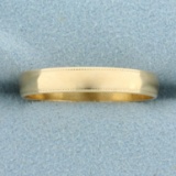 Mens 3.8mm Beaded Edge Wedding Band Ring In 14k Yellow Gold