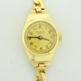 Vintage Universal Geneve Womens Self Wind Wrist Watch In Solid 18k Yellow Gold