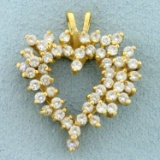 1.5ct Tw Cz Heart Pendant In 14k Yellow Gold