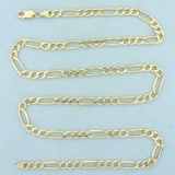 27 Inch Figaro Link Chain Necklace In 10k Yellow Gold