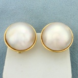Mabe Pearl Earrings For Non-pierced Ears In 14k Yellow Gold