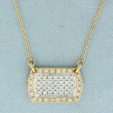 1ct Tw Pave Set Diamond Necklace In 14k Yellow And White Gold