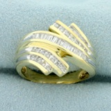 1/2ct Tw Baguette And Round Diamond Ring In 10k Yellow And White Gold