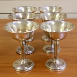 Vintage Set Of Six Sterling Silver Champagne Coupes Or Sherbet Cups