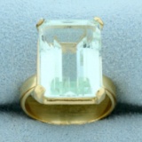 11ct Aquamarine Statement Ring In 14k Yellow Gold