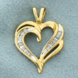 Diamond Heart Pendant In 10k Yellow And White Gold