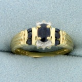 3/4ct Tw Sapphire And Diamond Ring In 10k Yellow Gold