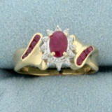 Vintage 2/3ct Tw Ruby And Diamond Ring In 14k Yellow Gold