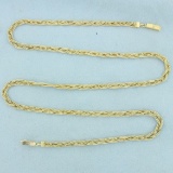 24 Inch Braided Fox Tail Link Chain Necklace In 14k Yellow Gold