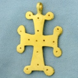 Antique Heavy Cross Pendant In 22k Yellow Gold