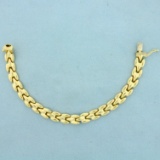 7 Inch Designer Panther Link Chain Bracelet In 14k Yellow Gold