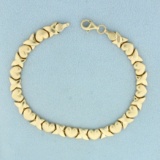7 Inch Heart Link Chain Bracelet In 10k Yellow Gold
