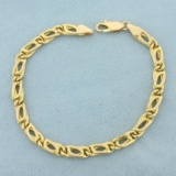 Italian Made 7 Inch Double Link Chain Bracelet In 14k Yellow Gold