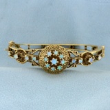 Vintage Opal Bangle Bracelet In 14k Yellow Gold
