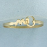 Unique M Or W Monogram Bangle Bracelet In 14k Yellow Gold