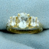2ct Tw Aquamarine And Diamond Ring In 14k Yellow Gold