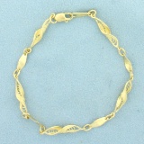 Unique Spiral Lace Design Link Bracelet In 14k Yellow Gold