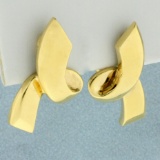 Authentic Tiffany & Co. Paloma Picasso Ribbon Earrings In 18k Yellow Gold