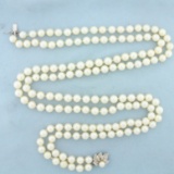 Vintage Akoya Pearl Double Strand Necklace In 14k White Gold