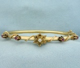 Ruby And Diamond Bangle Bracelet In 14k Yellow Gold