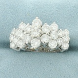 Vintage 3.5ct Tw Diamond Cluster Ring In 14k White Gold