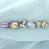 Set Of Six Bead Charms In Sterling Silver
