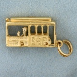 Mechanical Trolley Car Pendant In 14k Yellow Gold