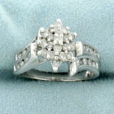 1ct Tw Diamond Bypass Cluster Ring In 10k White Gold