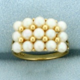 Vintage Cultured Pearl Ring In 14k Yellow Gold