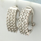 1ct Tw Diamond Half Hoop Huggie Earrings In 14k White Gold