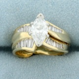 2ct Tw Marquise Diamond Engagement Ring In 14k Yellow Gold