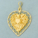 Large Designer Heart Pendant In 18k Yellow Gold