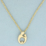 Diamond Mother And Daughter Pendant On Rope Chain Necklace In 14k Yellow Gold
