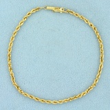 7 1/2 Inch Rope Link Chain Bracelet In 14k Yellow Gold