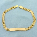 Mens 8 1/2 Inch Bismark Link Id Bracelet In 14k Yellow Gold