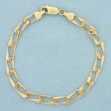 Mens Elongated Cable Link Bracelet In 14k Yellow Gold