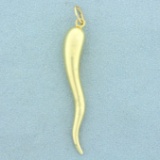 Large Italian Horn Pendant In14 K Yellow Gold