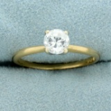 Cz Engagement Ring In 14k Yellow Gold